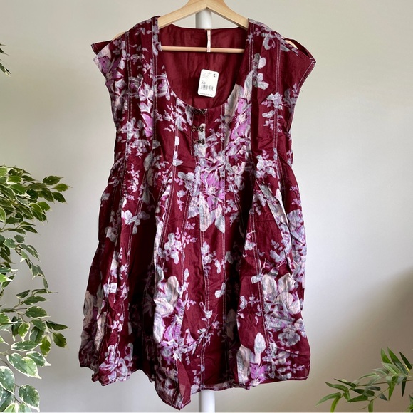 NEW Free People Sully Dress In Raisin Combo - Picture 9 of 12